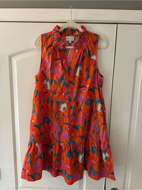 Sugarlips Orange Floral Ruffle Collar Mini Dress
